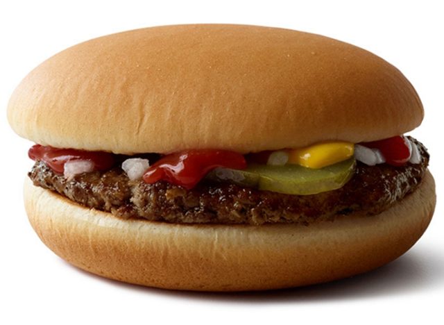 McDonalds hamburger as one of the healthiest fast food burgers