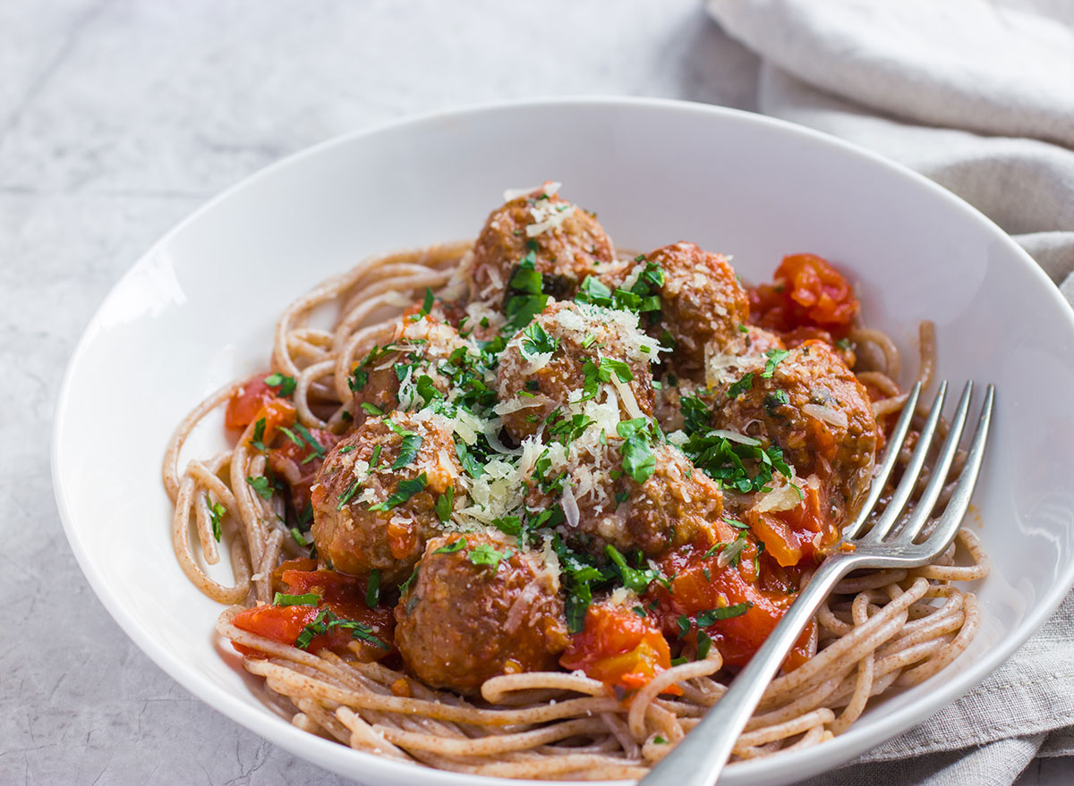 pasta and meatballs