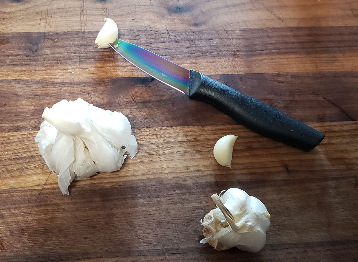 garlic cloves peeled with knife