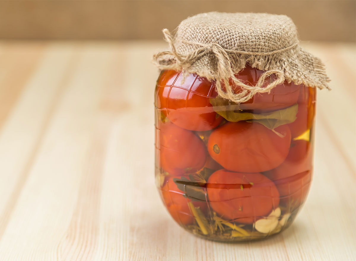 jar of pickled tomatoes