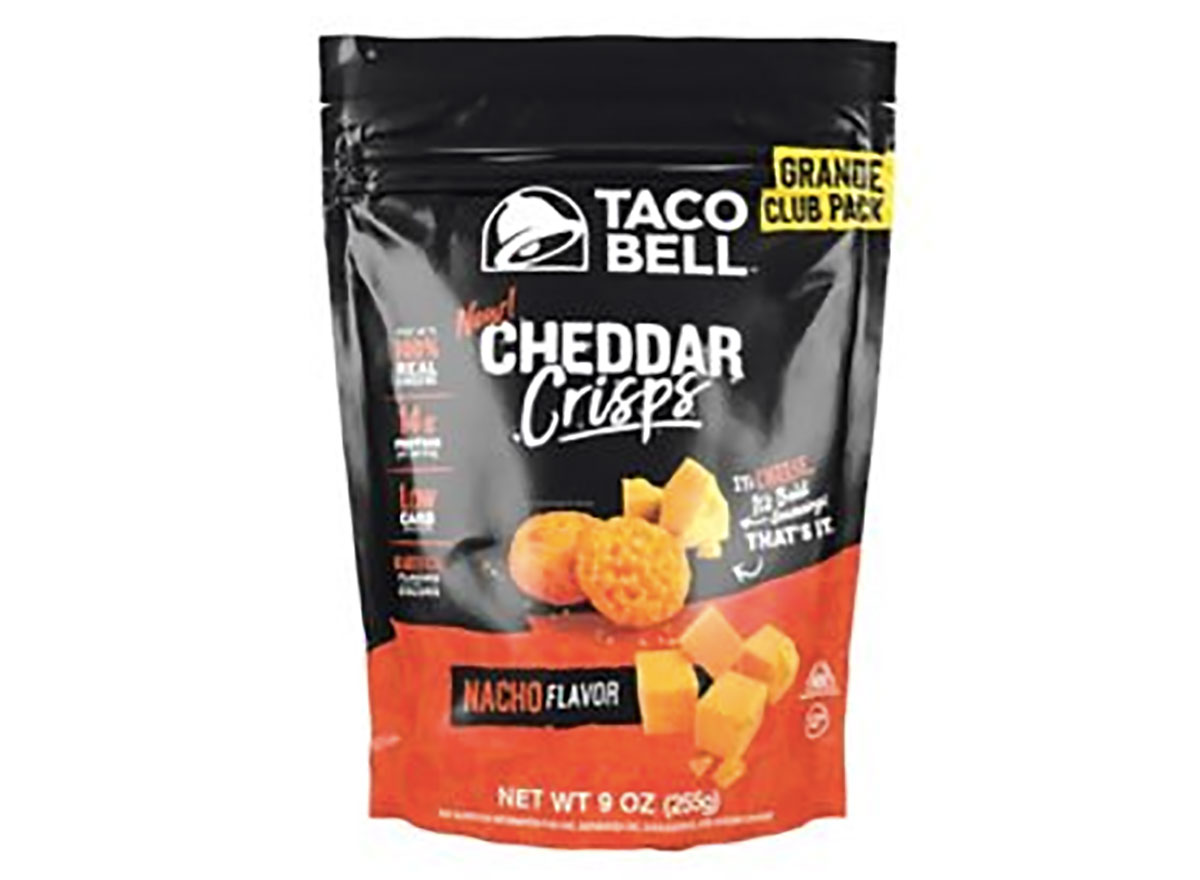 bag of taco bell cheddar crisps