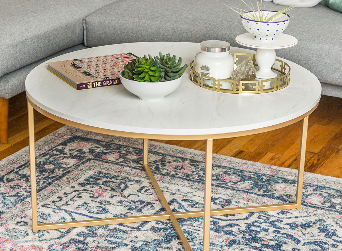 walmart faux marble coffee table with gold legs