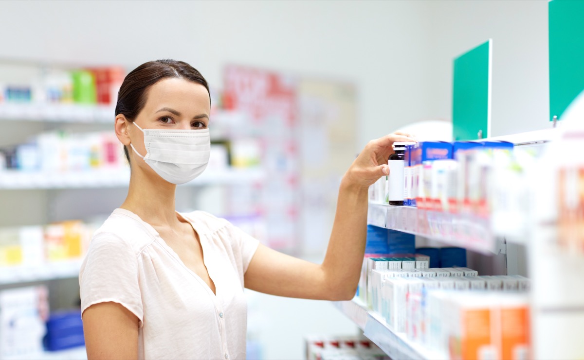 Woman face mask pharmacy