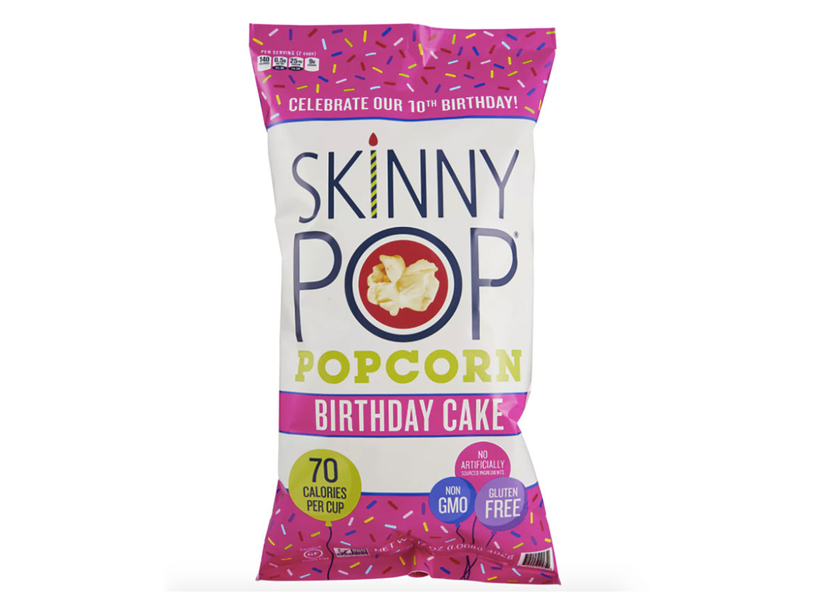 bag of birthday cake skinny pop popcorn
