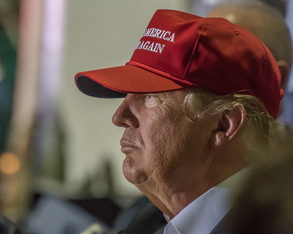 President Donald Trump wearing MAGA hat