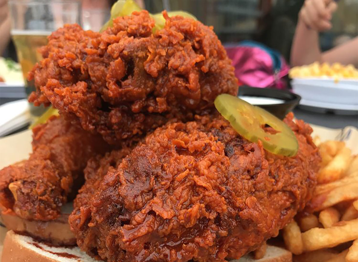plate of spicy fried chicken