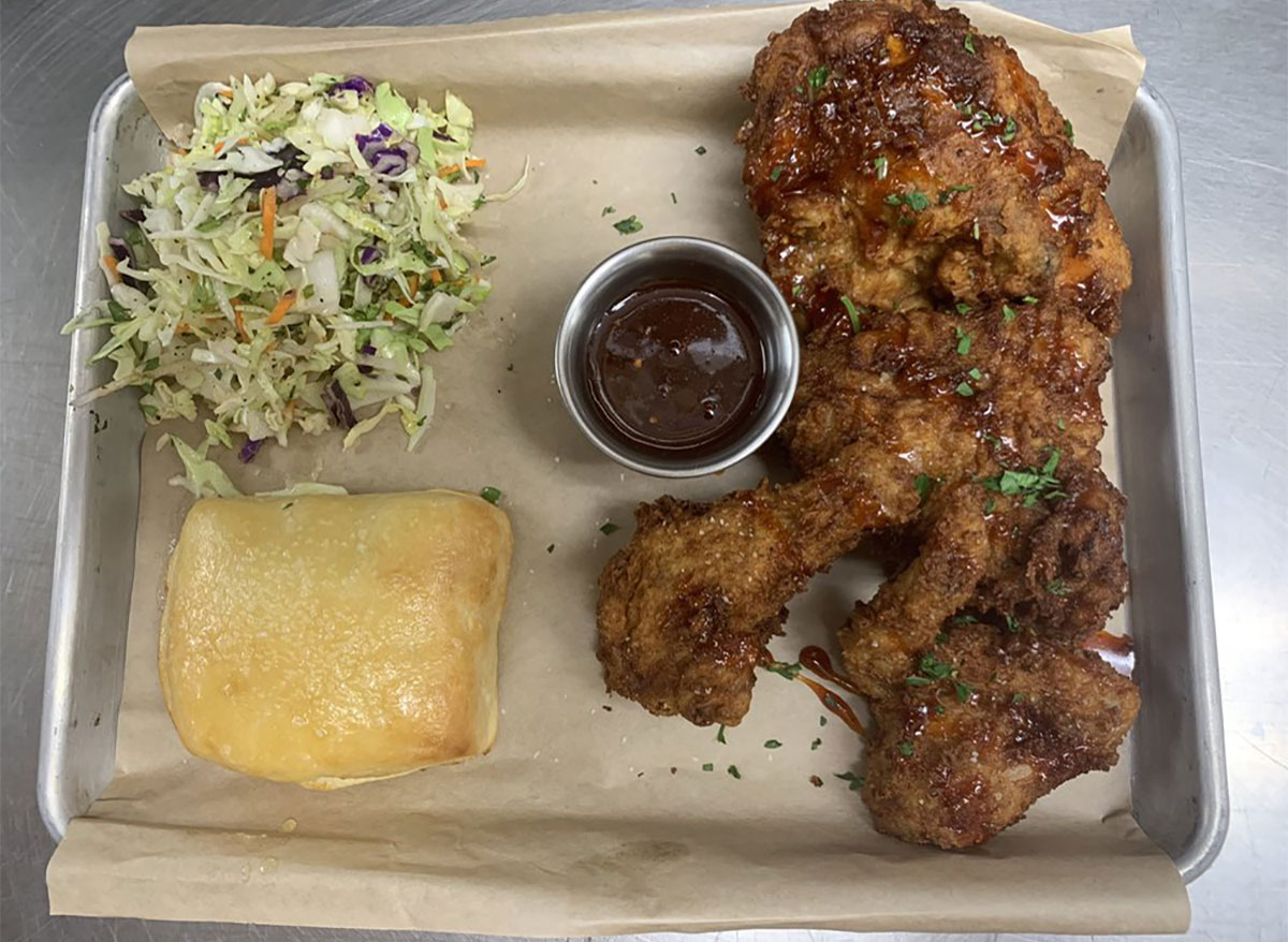 fried chicken with coleslaw