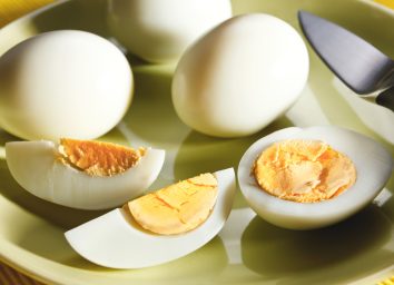 sliced hardboiled eggs