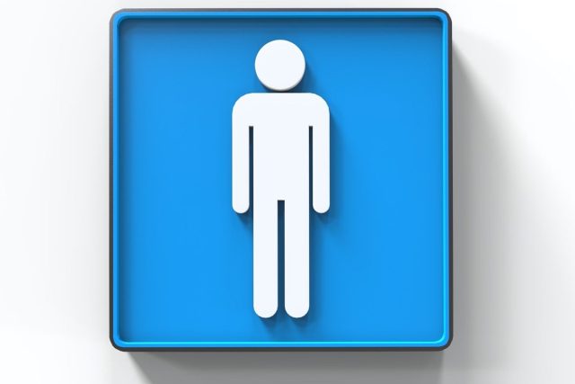 Man blue toilet sign
