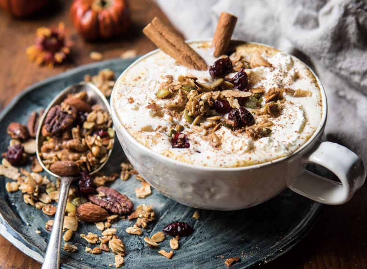 pumpkin spice oatmeal latte