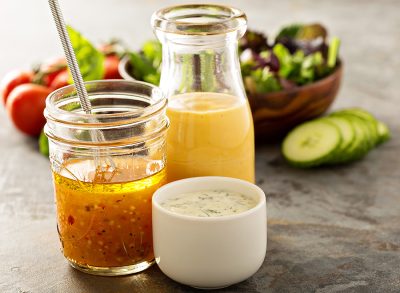 salad dressings in jars
