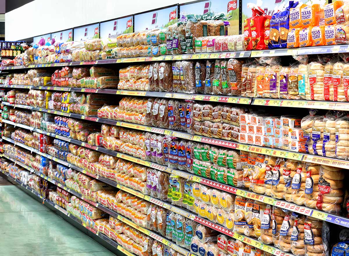 bread aisle of grocery store