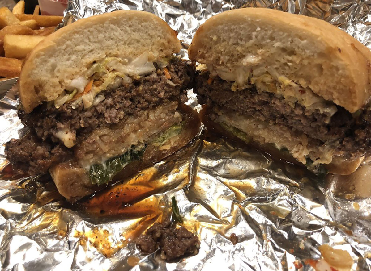 bulgogi burger on tin foil