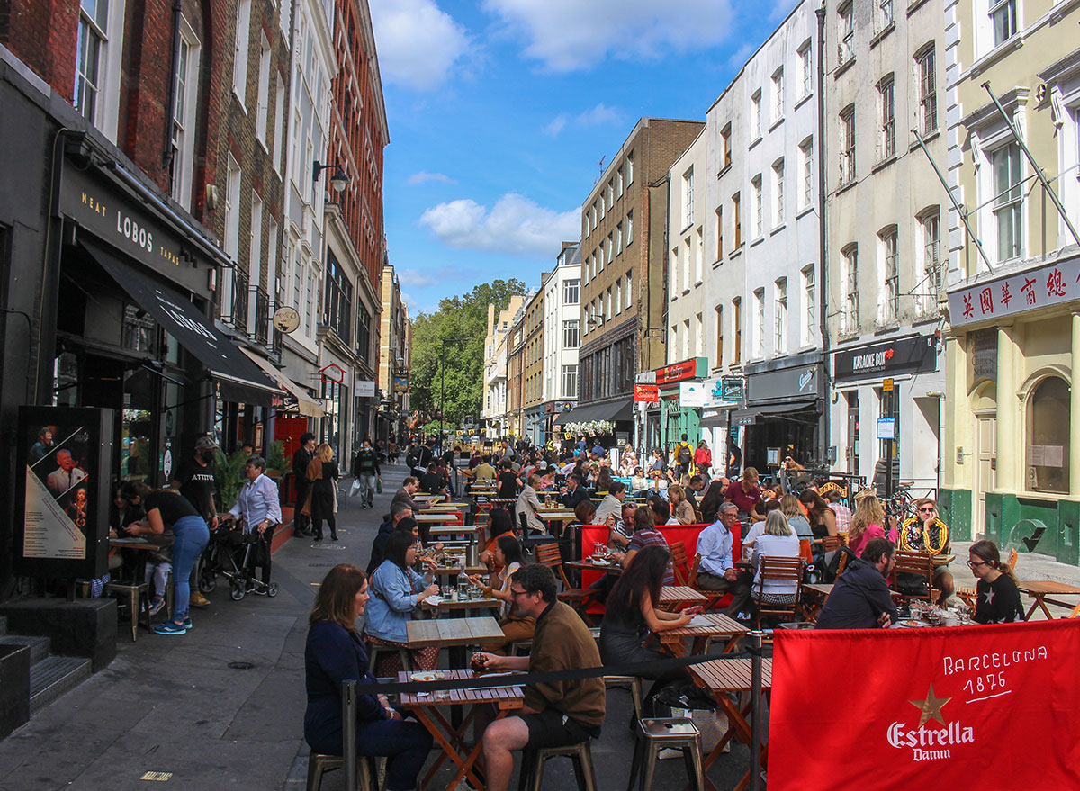 crowded outdoor dining