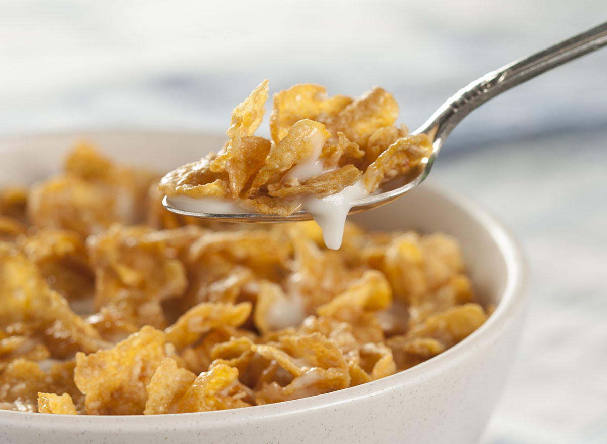 group of kids eating cereal