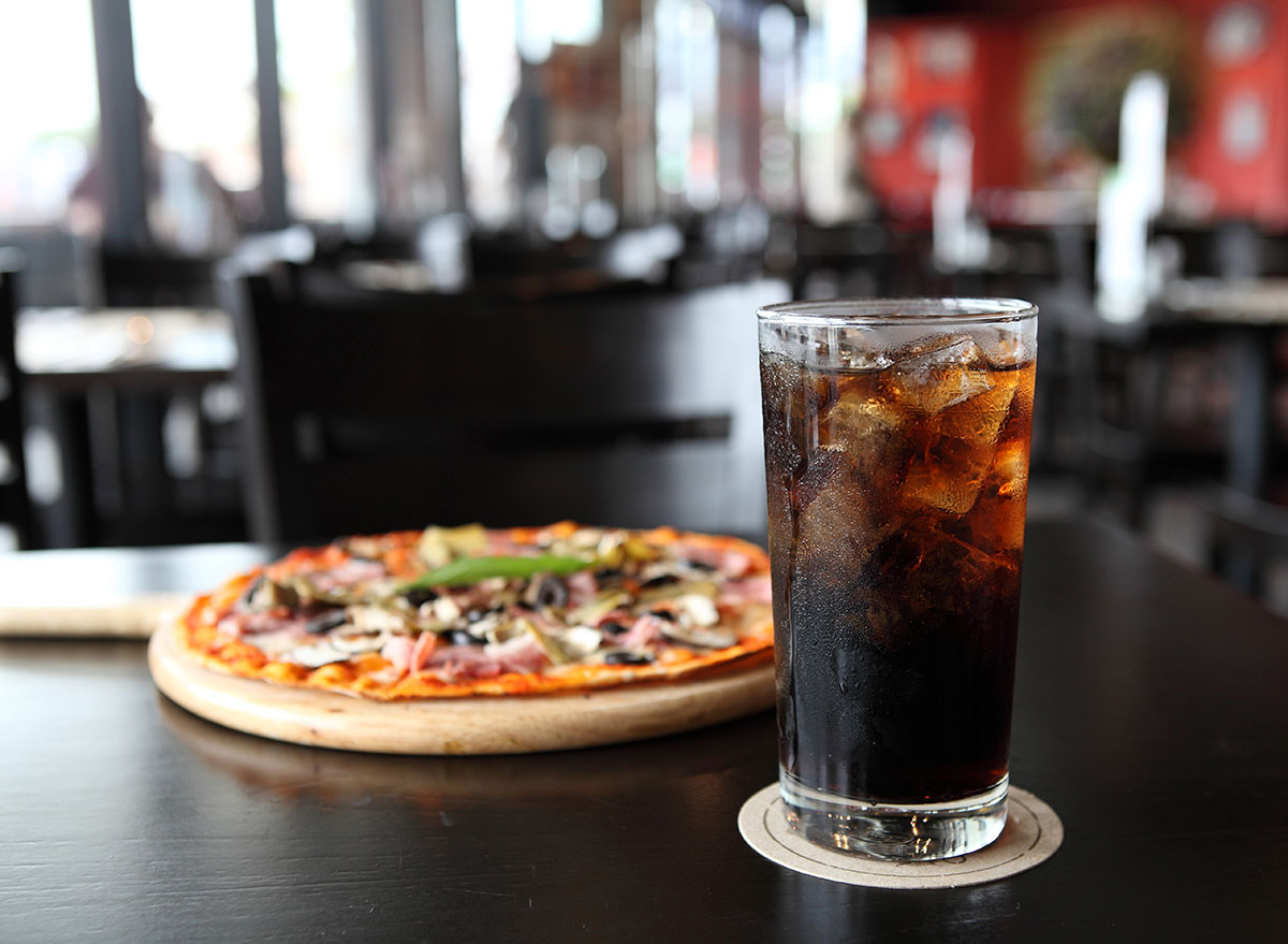 soda and pizza