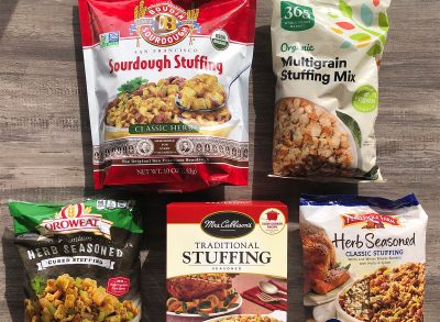 five packages of store bought stuffing