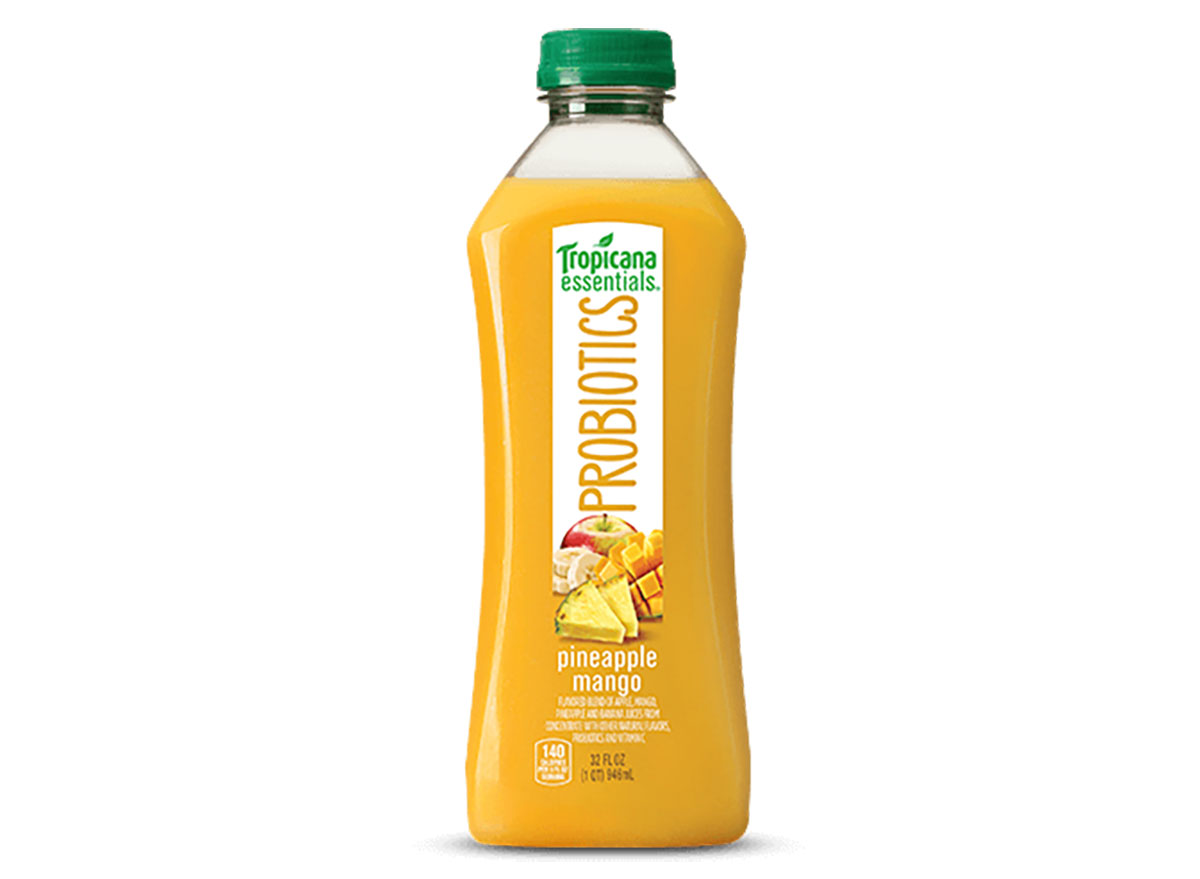 bottle of tropicana essentials pineapple mango juice