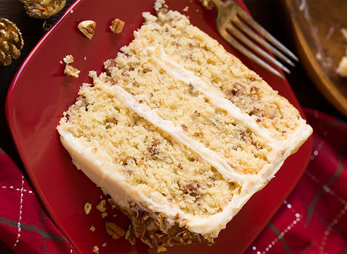 slice of butter pecan cake