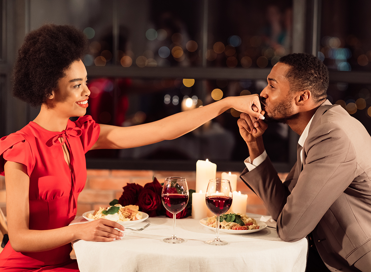 couple on romantic dinner date