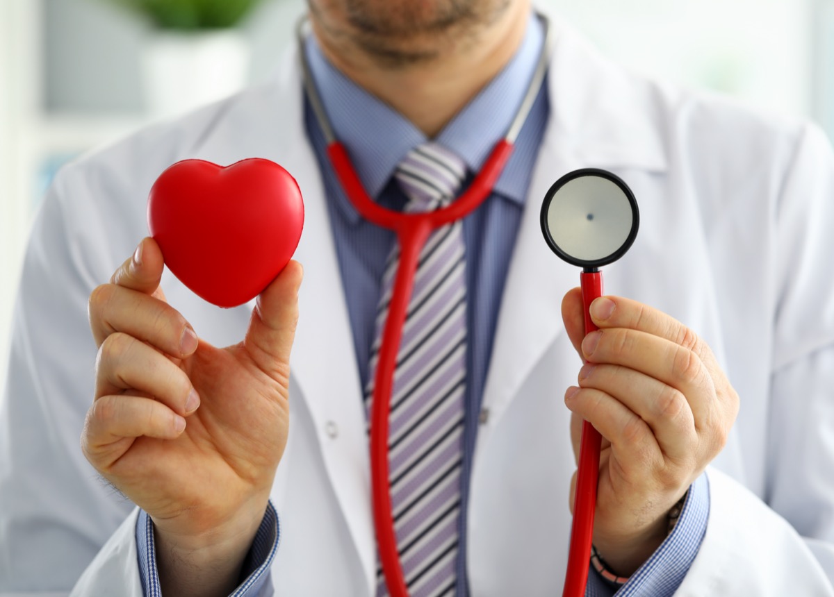 close up of doctor hands with heart