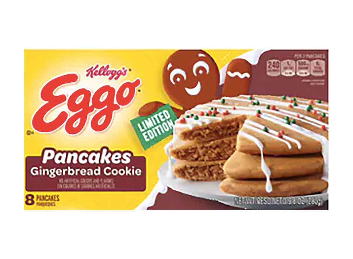 box of frozen eggo gingerbread pancakes