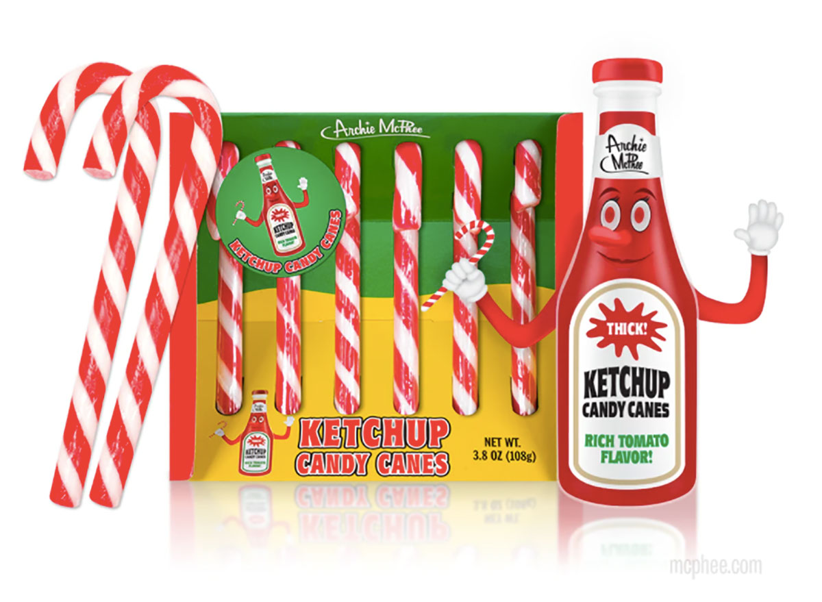 package of ketchup flavored candy canes