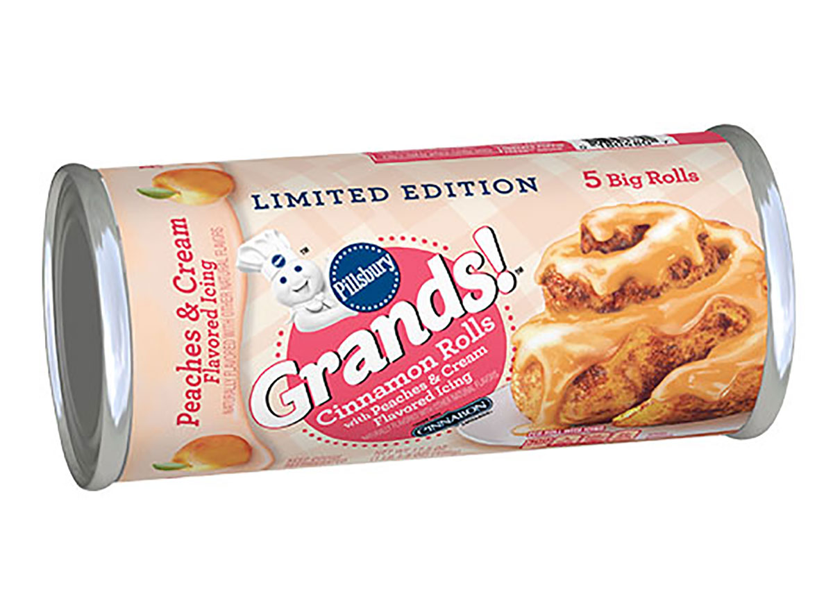 can of pillsbury peaches and cream cinnamon rolls