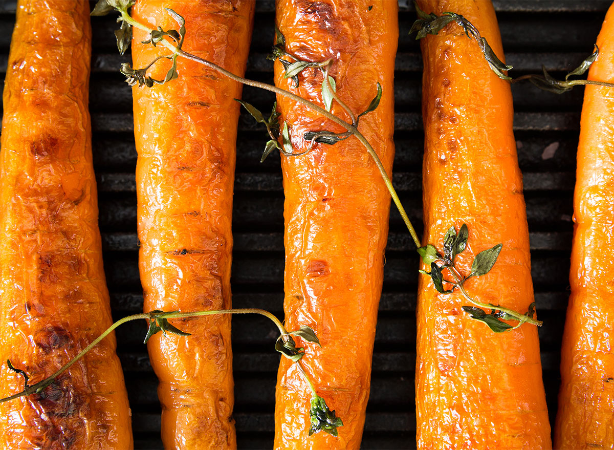 roast whole carrots closeup