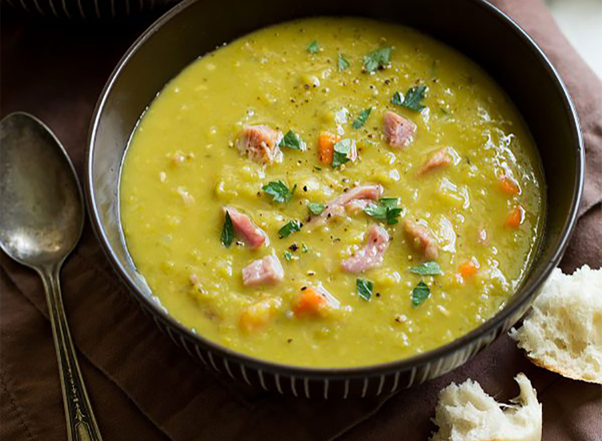 bowl of split pea soup