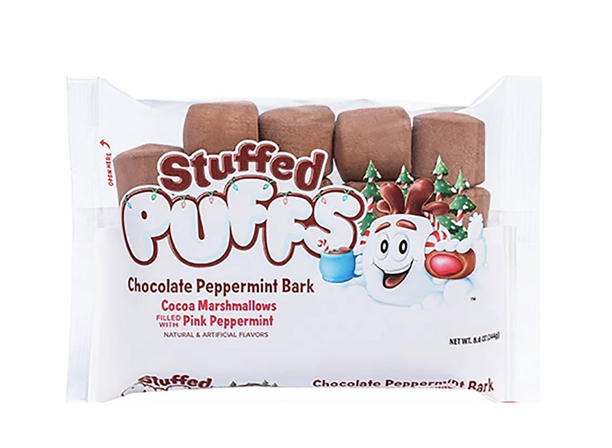 bag of chocolate peppermint bark stuffed marshmallows