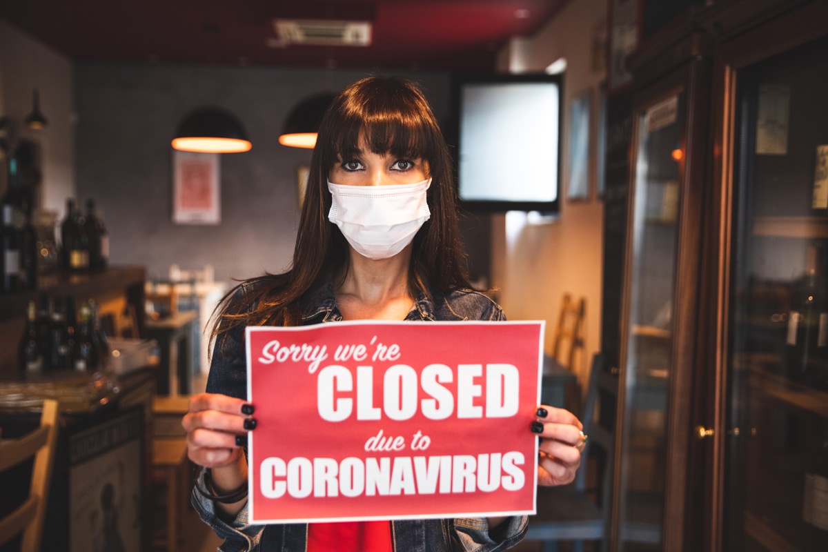Small business closing sign due to Covid-19 coronavirus
