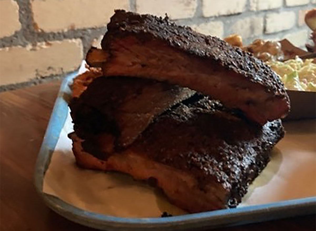 plate of bbq ribs