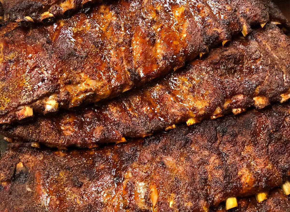 racks of ribs in a pile