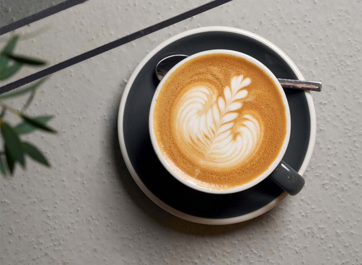 latte in mug with latte art