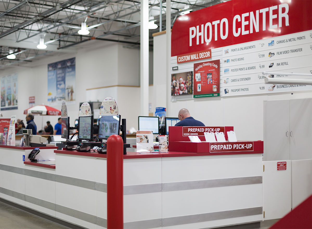 costco photo center table and sign