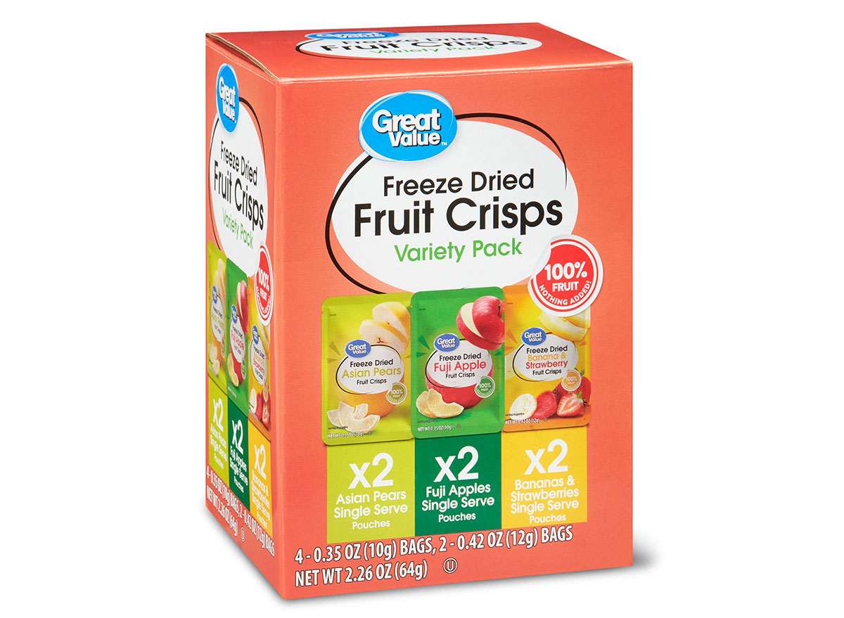 box of great value freeze dried fruit crisps