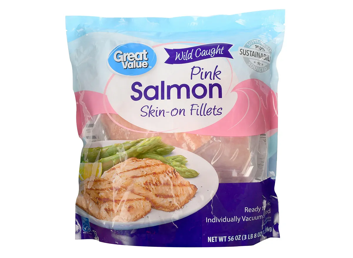 bag of great value frozen salmon fillets