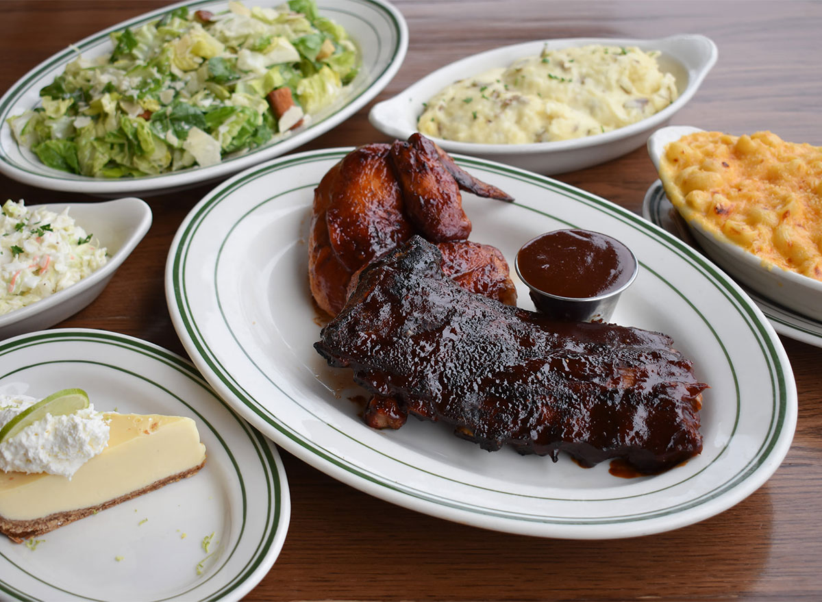 plate of barbecue with side dishes