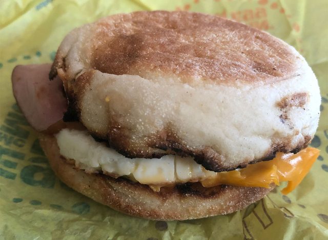 mcdonalds egg mcmuffin sandwich in wrapper