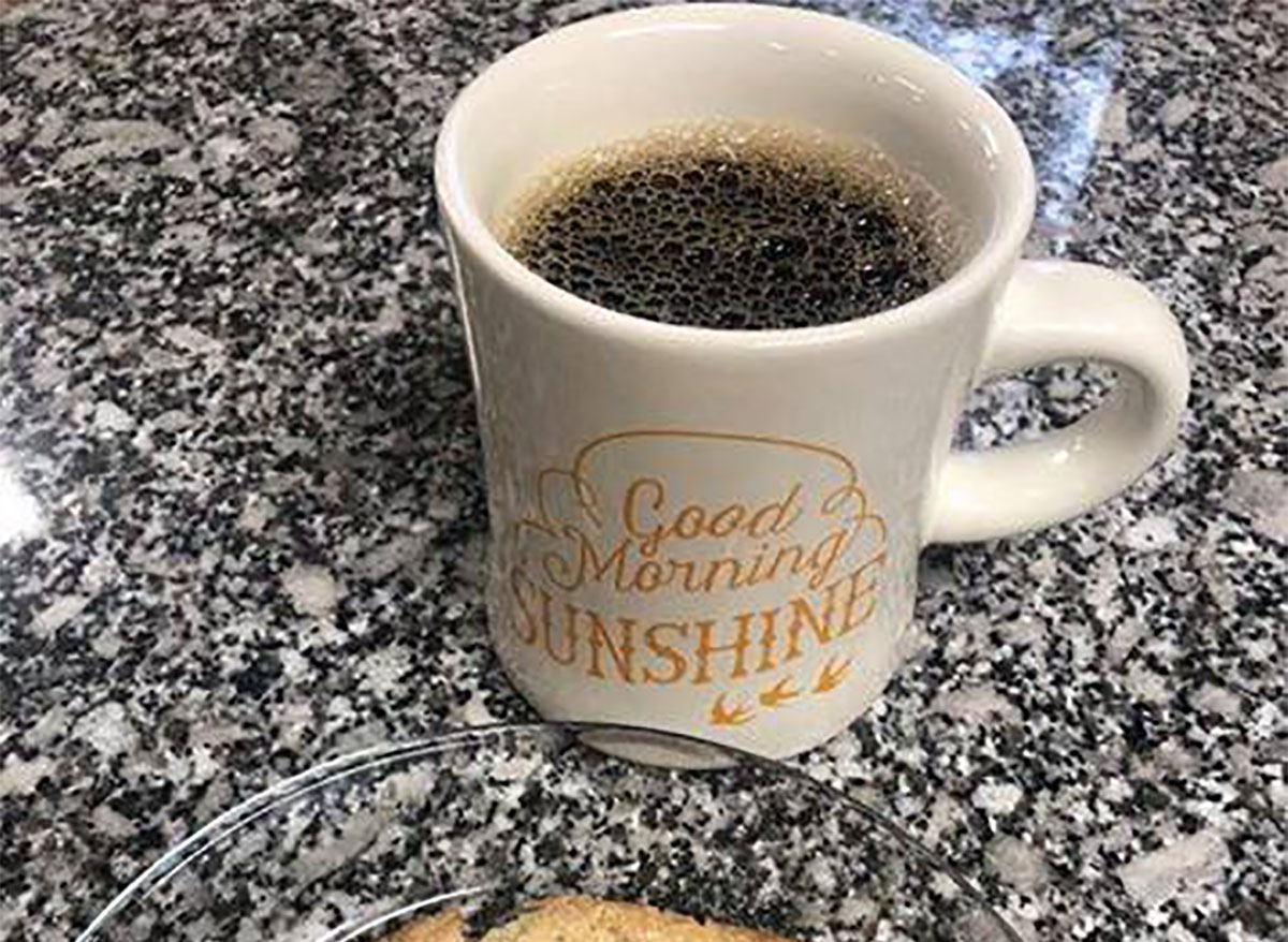 cup of coffee in good morning sunshine mug