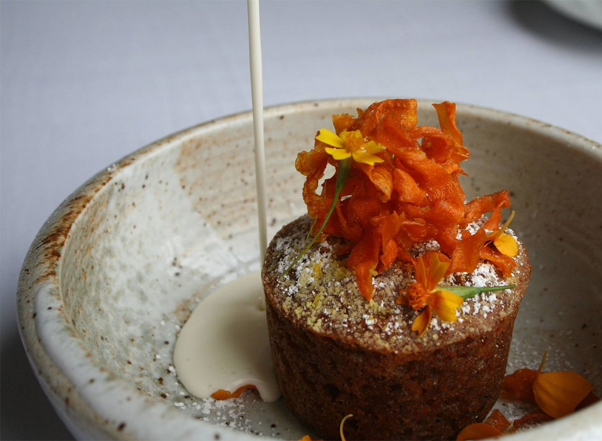 round cake topped with flowers