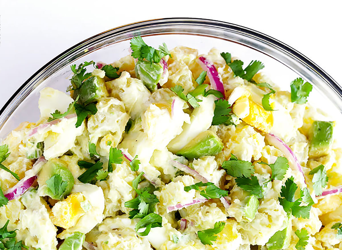 potato salad with avocado and cilantro