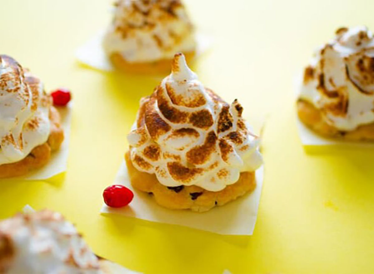 baked alaska cookies topped with meringue