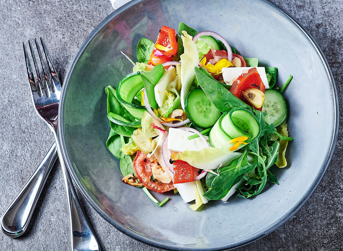 chefs salad with fork