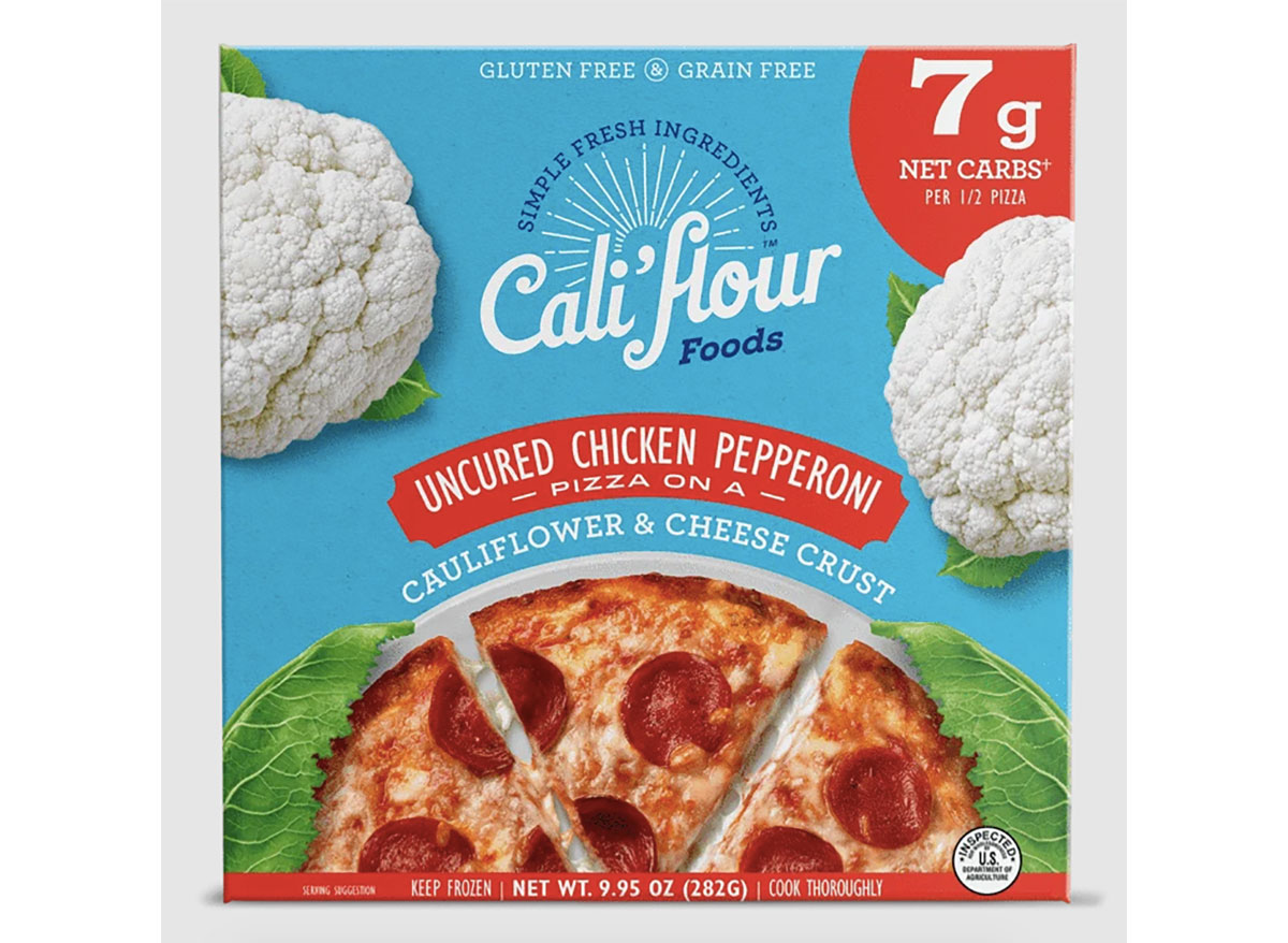 cauliflour foods chicken pepperoni frozen pizza in box