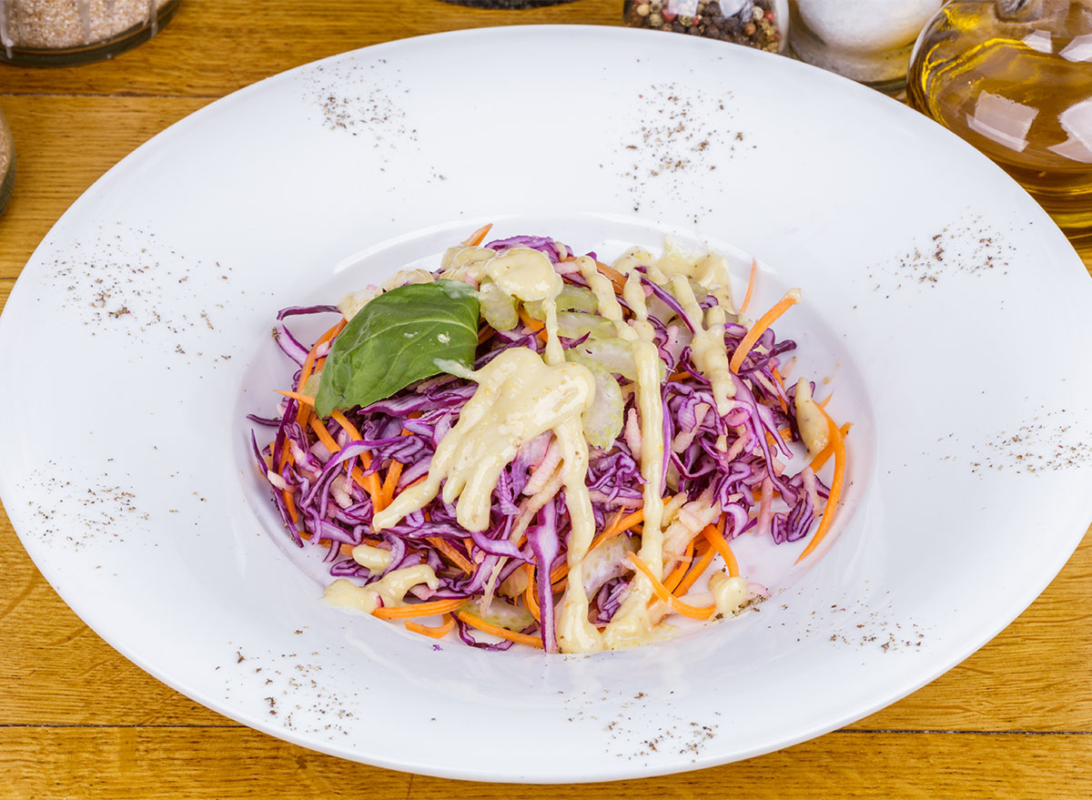 celery and cabbage salad in bowl