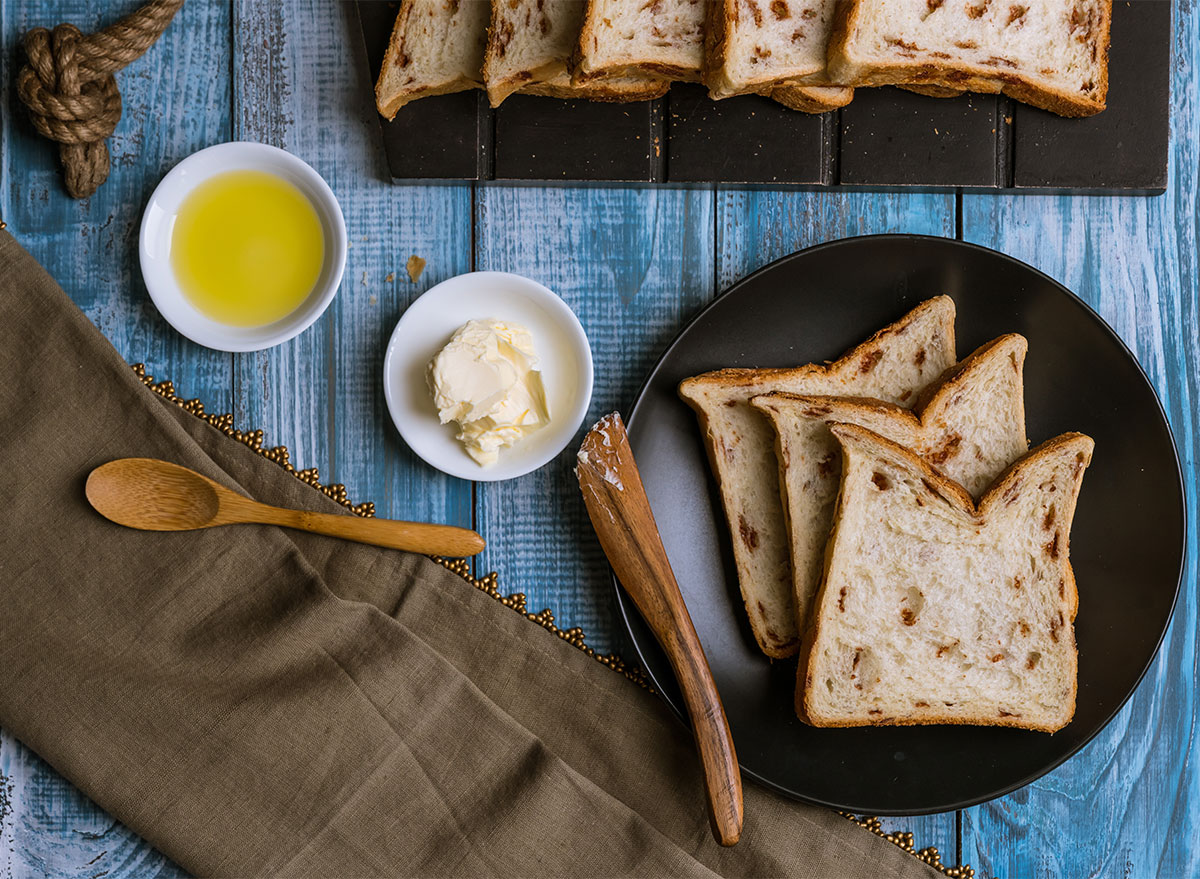 slices of cinnamon bread with butter