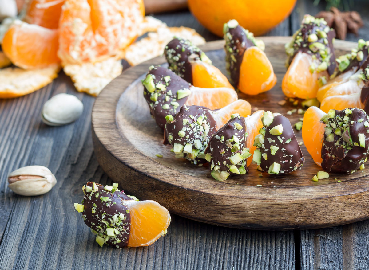 pistachio and chocolate covered mandarin oranges