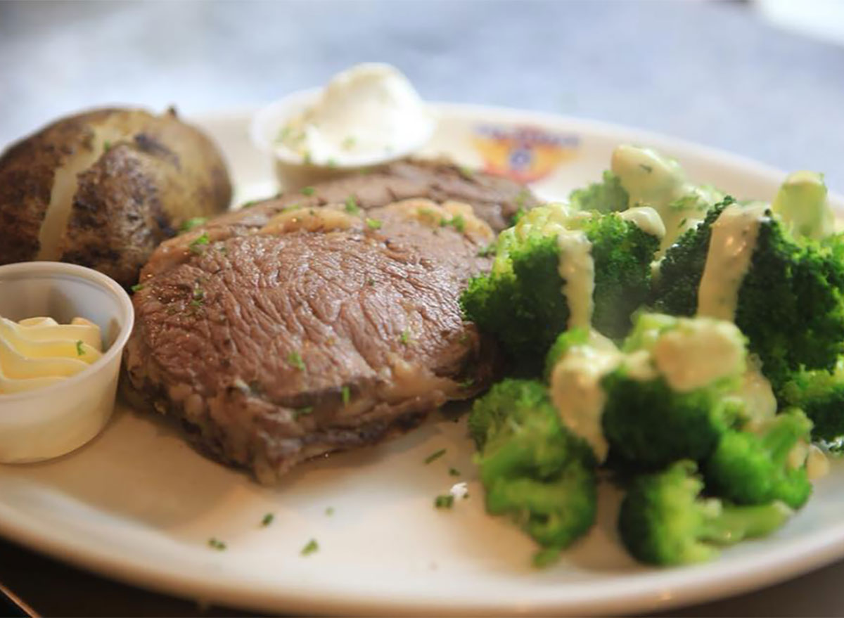 prime rib with steamed vegetables